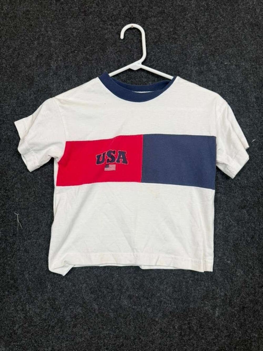 Vintage ESY USA Flag Colorblock T-Shirt XL Made in USA 90s